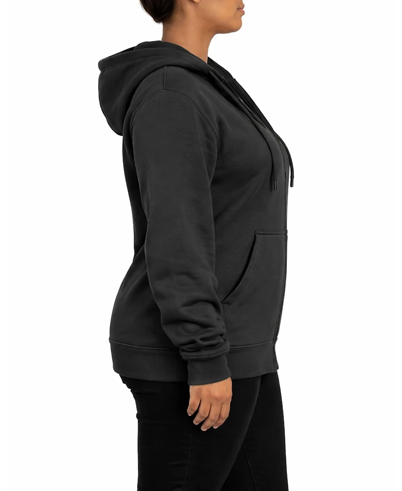 Galaxy By Harvic Women's Blue Ice Loose Fit Super Heavyweight Fleece Lined Full-Zip Hoodie