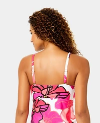 Anne Cole Women's Front Flounce Printed Tankini Top