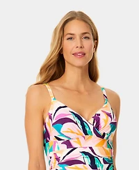 Anne Cole Women's Underwire Surplice Tri Printed Tankini Top