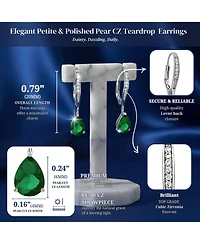 Sterling Silver Cubic Zirconia Teardrop Leaver back Earrings