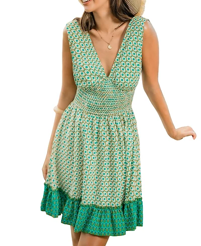 Cupshe Women's Modern Ingenue Geo Mini Beach Dress