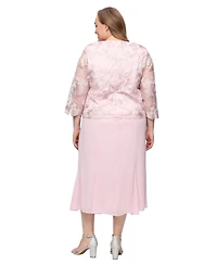 Alex Evenings Plus A-Line Dress With Lace Mock Jacket