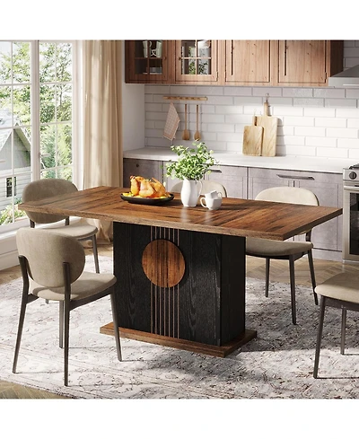 Tribesigns Rectangular Dining Table for 4 to 6 People, Wood Dinner Kitchen