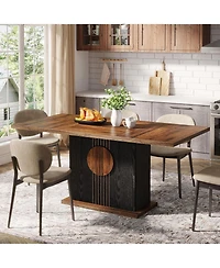 Tribesigns Rectangular Dining Table for 4 to 6 People, Wood Dinner Kitchen