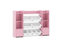 Slickblue Large Kids Storage Organizer with 8 Bins and Bookshelf