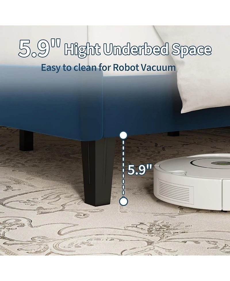 gaomon Queen Size Bed Frame, Velvet Upholstered Platform Bed with Adjustable Headboard, No Box Spring Needed, Easy Assembly