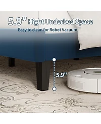 gaomon Queen Size Bed Frame, Velvet Upholstered Platform Bed with Adjustable Headboard, No Box Spring Needed, Easy Assembly