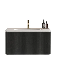 Sillysis 30 Floating Bathroom Vanity with Integrated Ceramic Sink, Wall Mounted Bathroom Vanity without Faucet, Pre-assembled