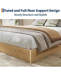 gaomon Bed Frame, Wood Platform Bed with Fluted Design