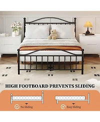 gaomon Size Metal Platform Bed Frame with Victorian Style Wrought Iron-Art Headboard and Footboard,Mattress Foundation,Under Bed Storage,Noise Free