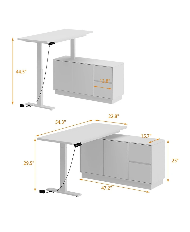 Homsee 2-Door 2-Drawer Adjustable Corner Table, Computer Desk, Writing Desk