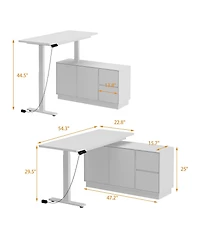 Homsee 2-Door 2-Drawer Adjustable Corner Table, Computer Desk, Writing Desk