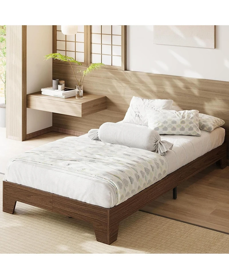 gaomon Bed Frame, Wooden Platform Minimalist with Wood Slats Support, Underbed Space for Storage, No Box Spring Required