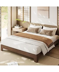 gaomon Bed Frame, Wooden Platform Minimalist with Wood Slats Support, Underbed Space for Storage, No Box Spring Required