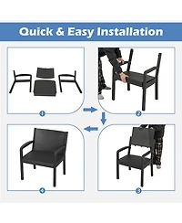 Gymax Set Of 3 Patio Furniture Set w/ 2 Modern Rattan Armchair & 25'' Squire Side Table