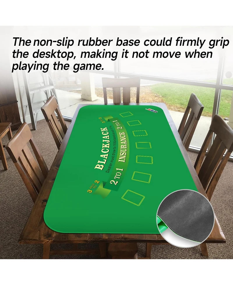 Gse Games & Sports Expert 70" x 35" Casino Blackjack Tabletop Layout Mat with Carrying Bag