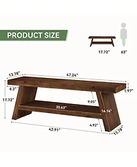 Tribesigns 2-Tier Solid Wood Entryway Bench, Hallway Foyer Seating with Open Shelves, Wooden Shoe Bench Indoor