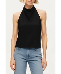 Nocturne Women's Satin Halter-Neck Draped Top