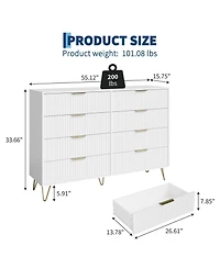 gaomon Fluted 8-Drawer Dresser for Bedroom, Wide Modern Wooden Chest of Drawers