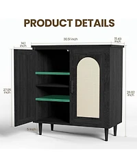 gaomon Rattan Accent Sideboard Console Table for Hallway Dining Room Kitchen with Adjustable Storage
