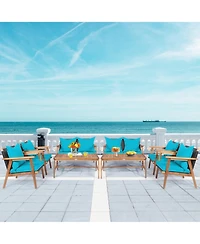 Gymax 8 Piece Patio Conversation Set Outdoor Furniture Set w/ Cushion