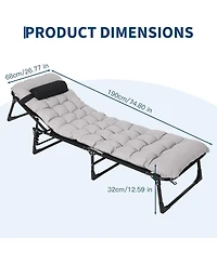 gaomon TrailBlaze Heavy-Duty Folding Camping Cot Bed for Adults – Removable Thick Mattress, Pillow & Side Pocket, Portable Oxford