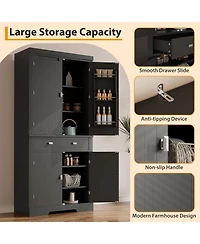 gaomon 72" Kitchen Pantry Cabinet with Drawer, Doors and Shelves, Wood Farmhouse Storage Cabinet, Large Storage Cupboard for Living Room