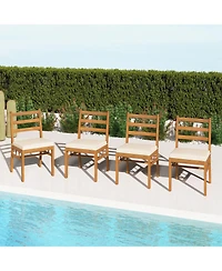 Gymax Solid Acacia Wood Patio Chair Set of w/ Padded Seat Cushions
