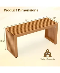 Gymax 2 Pcs 36 Inch Patio Bench All-Slat Acacia Wood Loveseat for 2 People 800 lbs Capacity