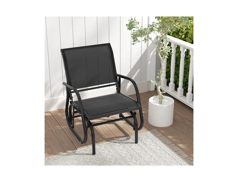 Slickblue Outdoor Single Swing Glider Rocking Chair with Armrest