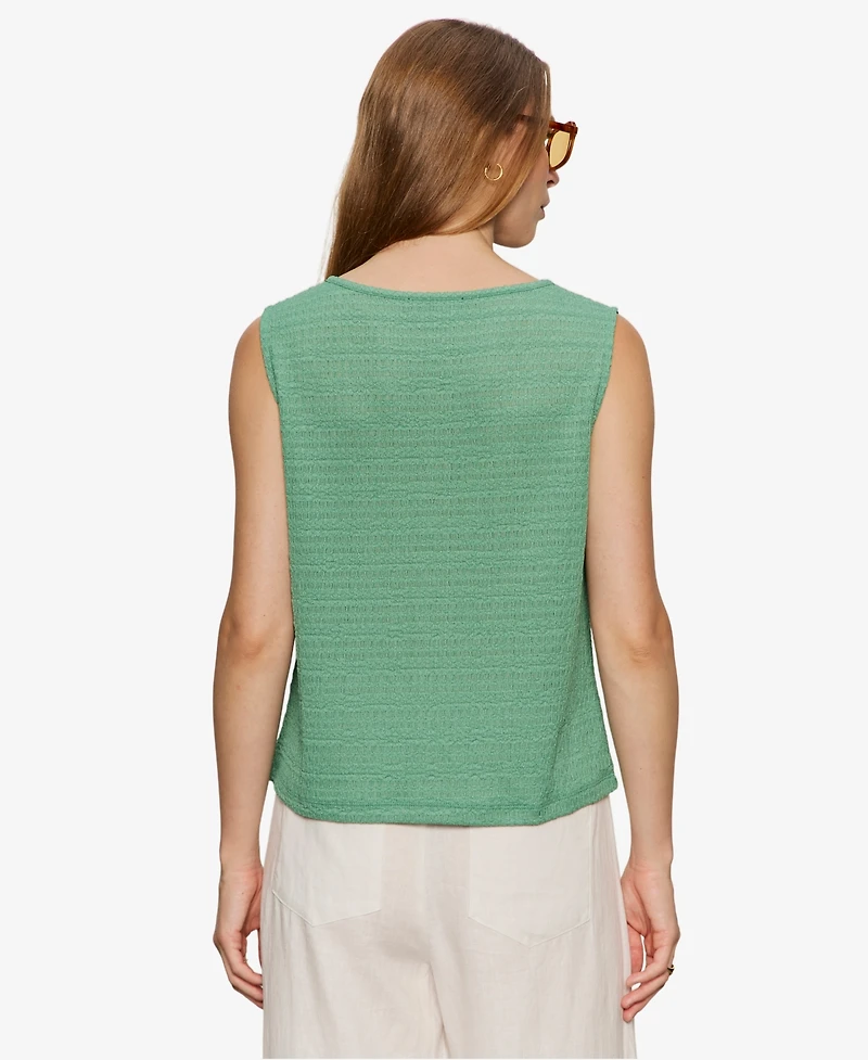 Sanctuary Women's Crewneck Button-Front Textured Top