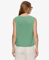 Sanctuary Women's Crewneck Button-Front Textured Top