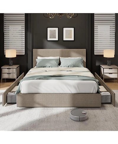 gaomon Platform Bed with 4 Storage Drawers