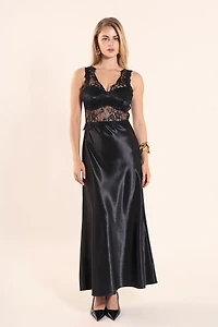 endless rose Women's Lace trim sleevesless midi dress