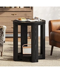 Tribesigns Round Side Table, 2-Tier End Table for Living Room & Bedroom