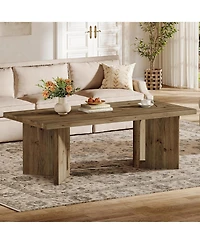 Tribesigns Wood Coffee Table, 47-Inch Farmhouse Rectangle Center Table