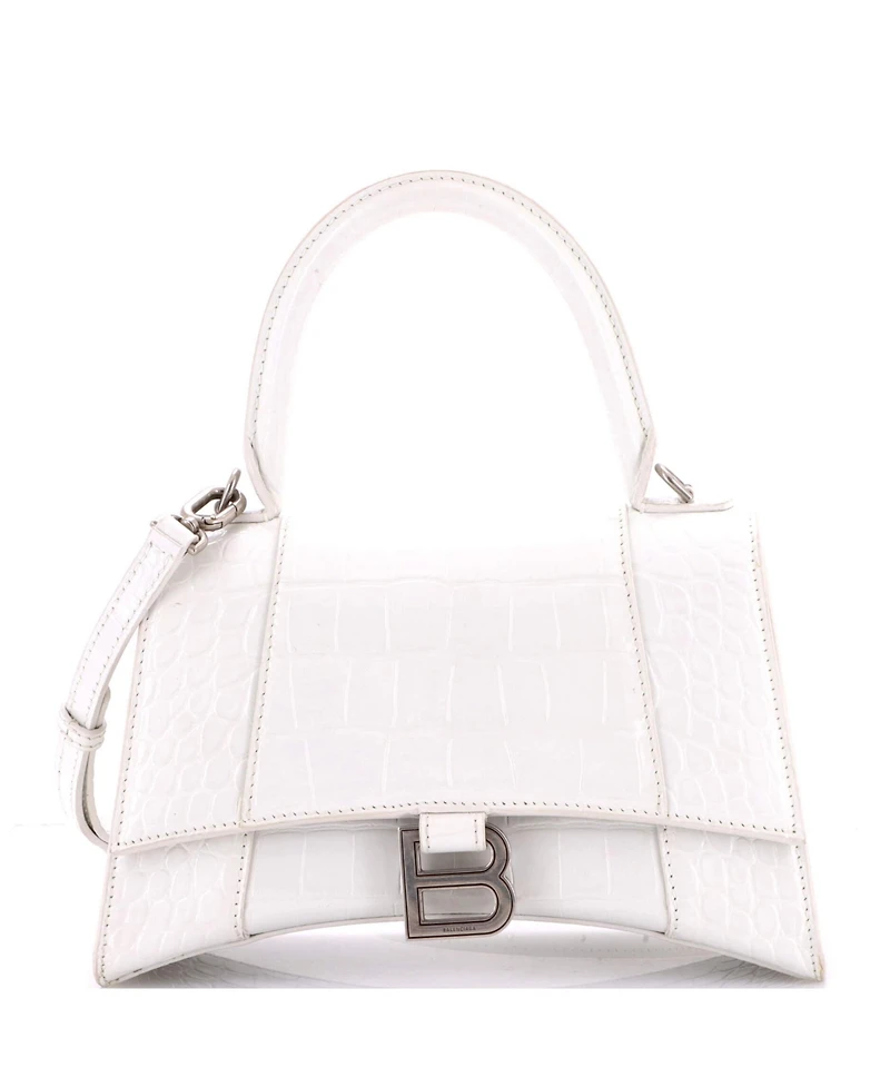 Pre-Owned Balenciaga Small Hourglass Top Handle Bag Embossed Leather