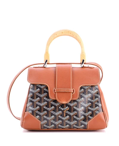 Pre-Owned Goyard Mini Saigon Top Handle Bag Coated Canvas with Leather
