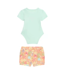 Guess Baby Girls' Tropical Print Stretch Jersey Short-Sleeve Bodysuit and Shorts, 2-Piece Set