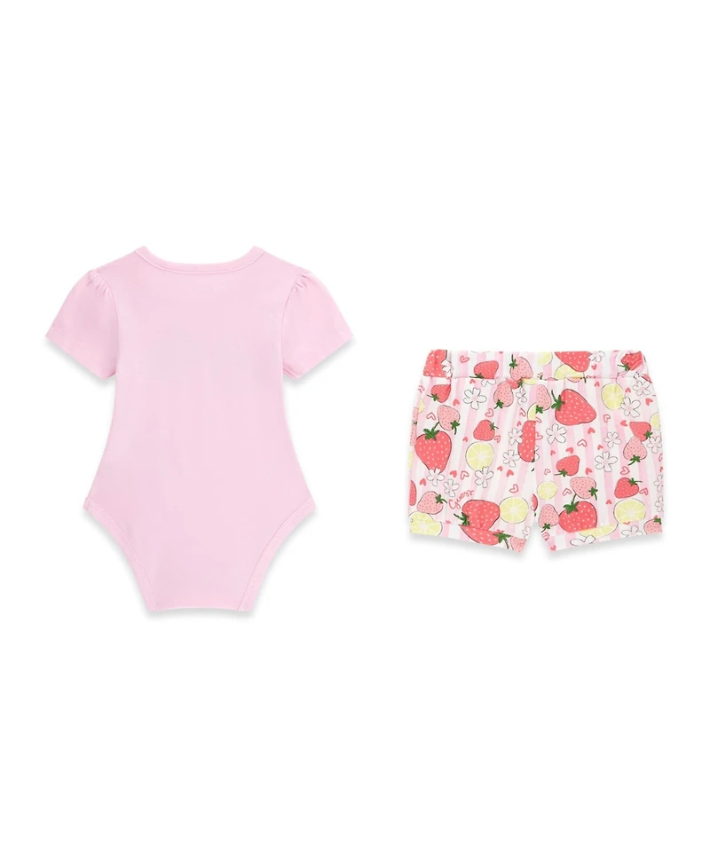 Guess Baby Girls' Stretch Jersey Short-Sleeve Bodysuit and Shorts, 2-Piece Set