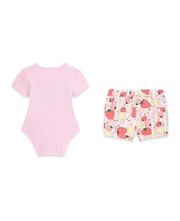 Guess Baby Girls' Stretch Jersey Short-Sleeve Bodysuit and Shorts, 2-Piece Set