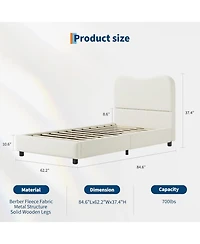 gaomon Queen Kids Bed Frame Velvet Upholstered Headboard Low Profile Platform Wood Slats Noise Free No Box Spring