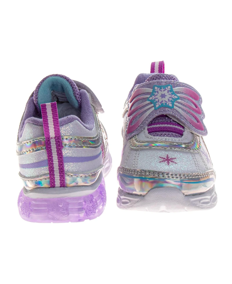 Disney Little Girls Frozen Sneakers Glitter Comfortable Adjustable Strap (Toddler / Kids)