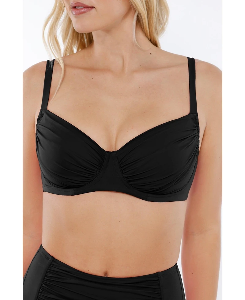 Popilush Women's Shapewear Ruched Tummy Control Bikini Top & High Waist Bottom Set