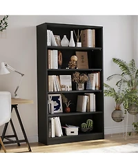Rainsken 5 Shelf Modern Wood Bookshelf, 60 Inch Tall Display Bookcase with Adjustable Shelf, Book Storage Organizer for Home Office, Study Room