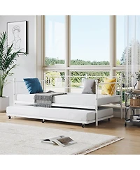 gaomon Daybed with Trundle Metal Twin Headboard Sofa Bed Metal Slats Bedroom Living Room Guest Room