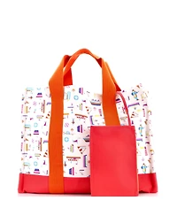 Pre-Owned HERMES Large Petit Chartier Nappy Bag Printed Toile