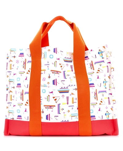 Pre-Owned HERMES Large Petit Chartier Nappy Bag Printed Toile