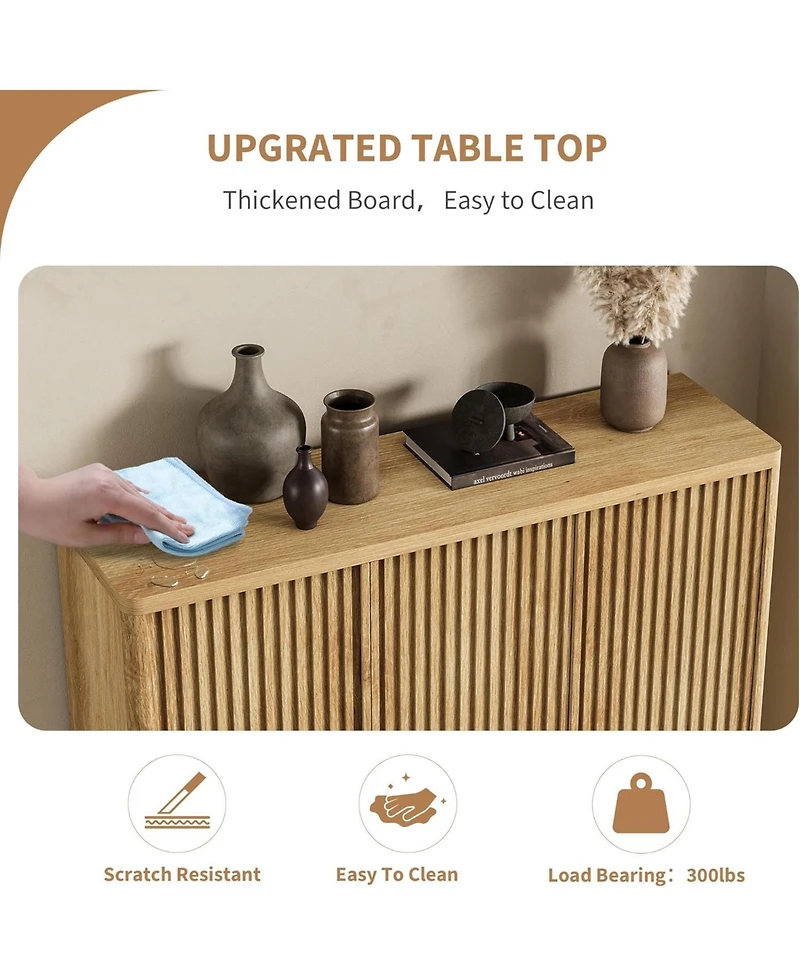 Gaomon 46-Inch Wooden Shoe Cabinet with Adjustable Shelves, Fluted-Door Large Shoe Storage Organizer, Holds 30–35 Pairs