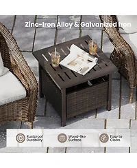 sumyeg Outdoor Pe Wicker Side Table with Umbrella Hole